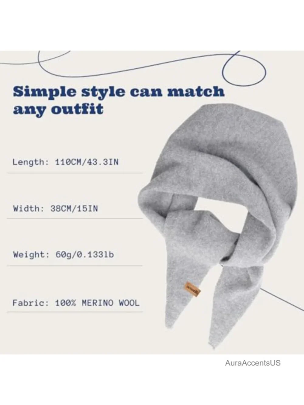 100% Merino Wool Triangle Scarf Women Winter Knit Neck Warmer Multi-Way Styling